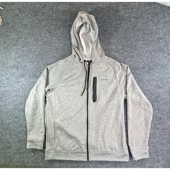 Eddie Bauer Sweater Men's Medium Grey motion Freedry hoodie zip up - Picture 7 of 9